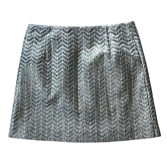 Tru Trussardi Metallic Wrap Leather Buckle Mini Skirt Silver Size IT40 US6 Small - Picture 2 of 7